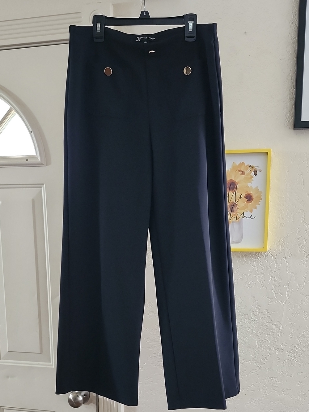 Jules & Leopold Navy Blue High-Rise Pull-On Sailor Pants Sz M Office Business